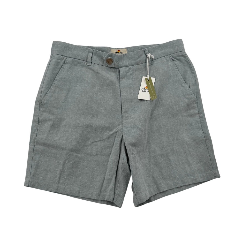 Marine Layer Hemp Resort Short Mens 30 Grey Mist Blue NEW 7 Inch Inseam 17461